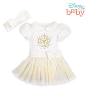 🆕️Disney Baby Snowflake Tutu Bodysuit Dress and Bow